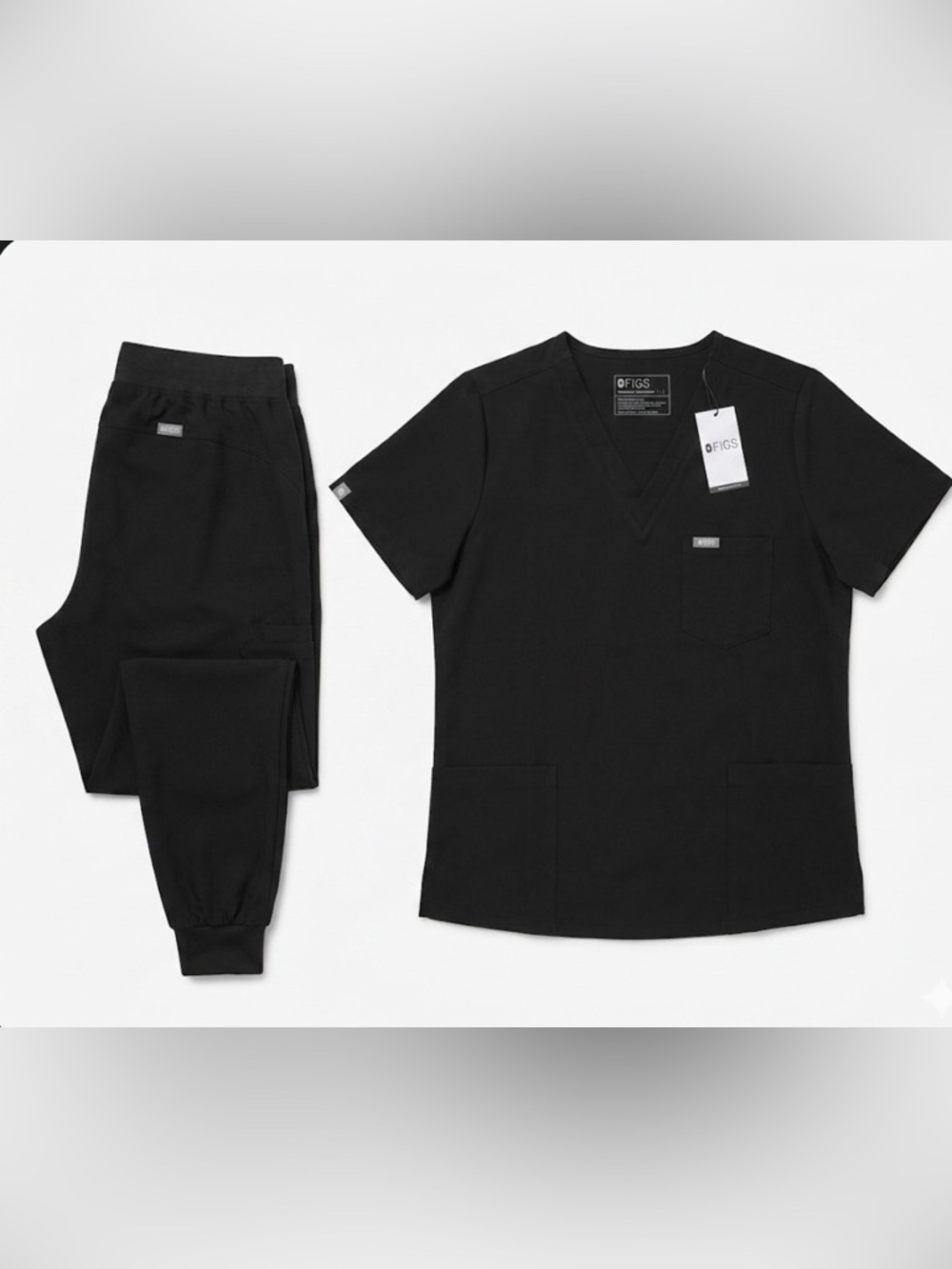 NWT | FIGS Black V-Neck Scrub Set Sz Medium - Picture 2 of 5